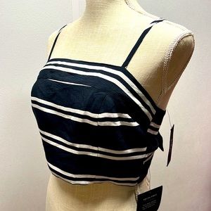 Lulu’s Costal Living Navy and White Striped Tie back Crop Top NWT Size M